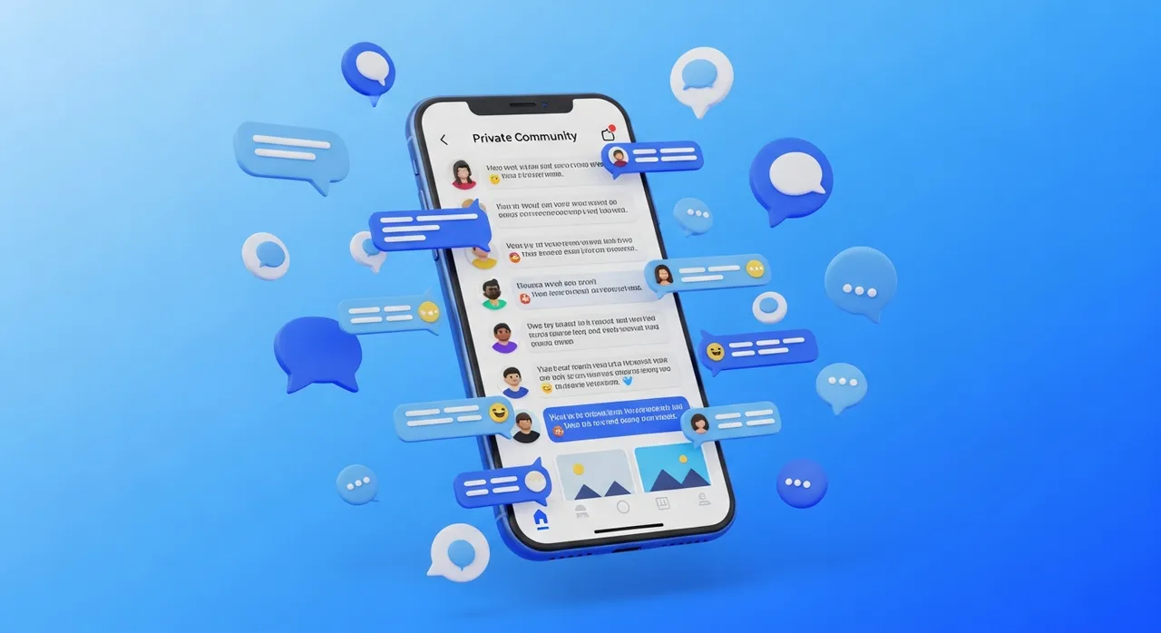 Smartphone showing vibrant private community feed